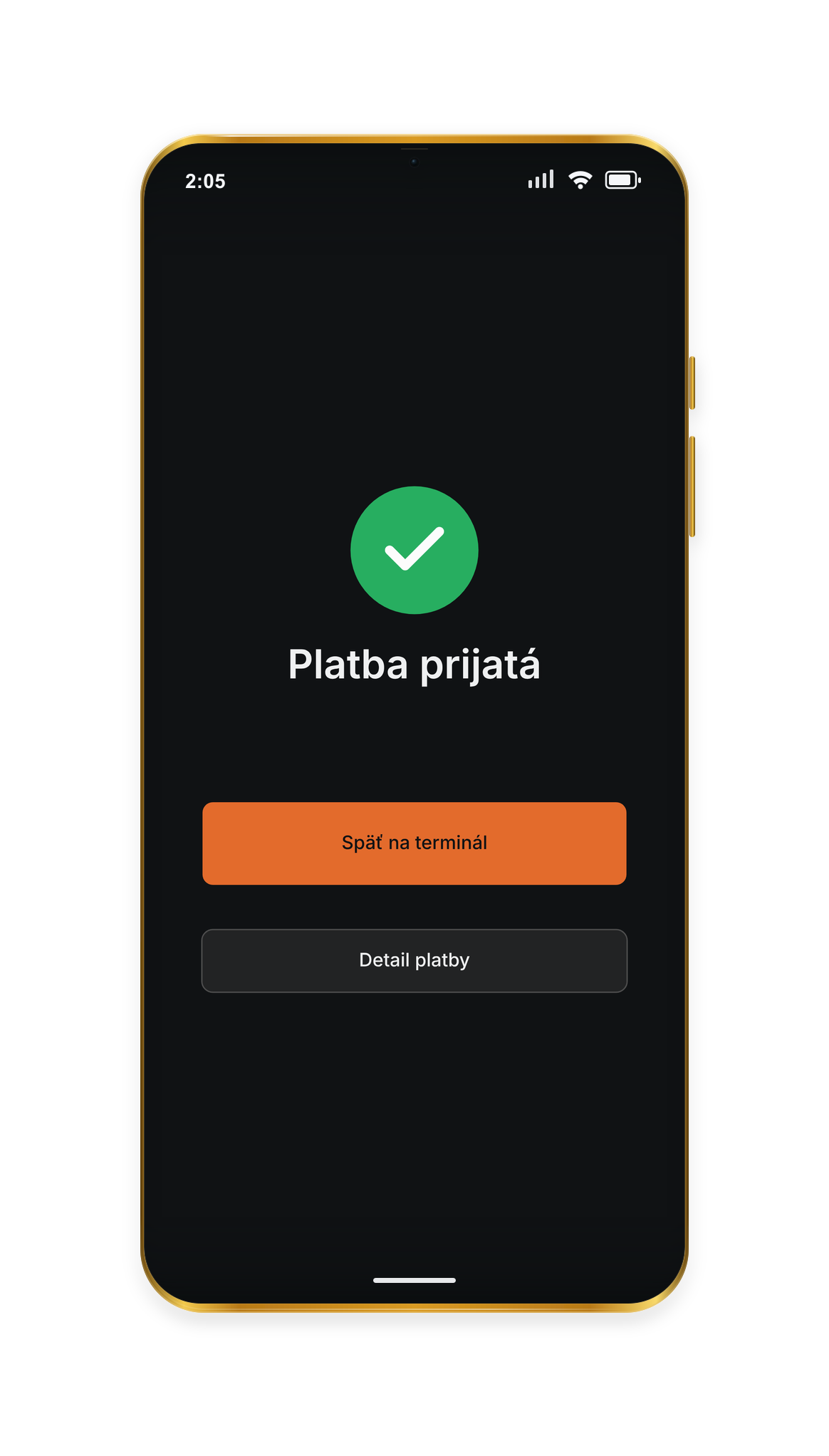 Payky potvrdzuje prijatú platbu