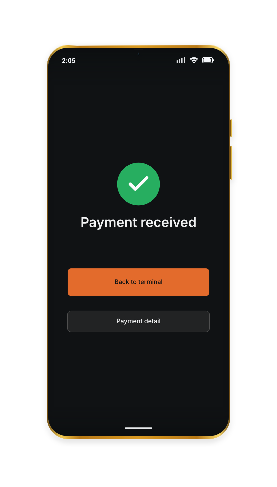 Payky confirming a received payment